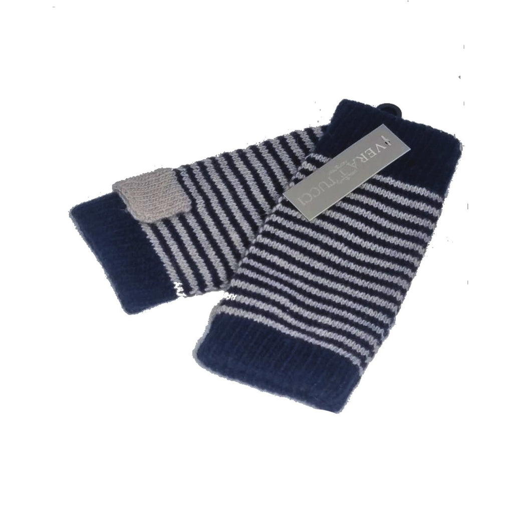 Gloves Striped Fingerless Mittens - G16 - Vera Tucci OriginalsAccessories NAVY/GREY