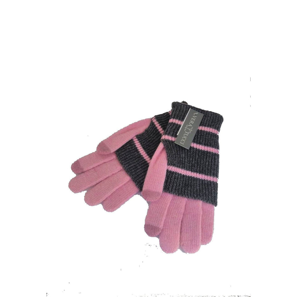 Gloves Ladies Stripe Glove - G11 - Vera Tucci OriginalsAccessories PINK/D.GREY