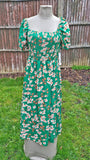 DR428 GREEN TENKI LIGHTWEIGHT PRINTED SUMMER DRESS IN SIZES UK 8-18