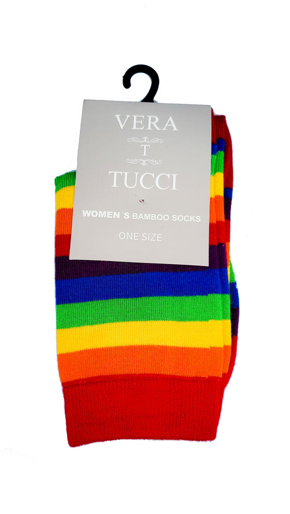 Luxury Women's Bamboo Sock W6 RAINBOW STRIPES