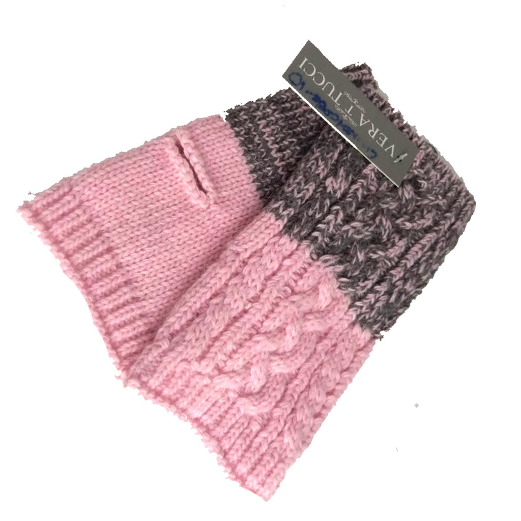 Gloves Cable Knit Mittens - G19 - Vera Tucci OriginalsAccessories PINK/GREY