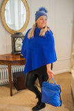 Poncho KATH - Italian Boiled Wool Poncho - Vera Tucci OriginalsBoiled Wool Clothing ROYAL BLUE