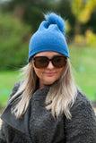 Hat May - Beanie with Fur Pom Pom - HT07 - Vera Tucci OriginalsAccessories Denim 11#