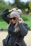 Hat May - Beanie with Fur Pom Pom - HT07 - Vera Tucci OriginalsAccessories Taupe 05#