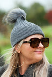 Hat Mia Angora Ribbed Fur PomPom Hat - HT01 - Vera Tucci OriginalsAccessories