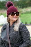 Hat Mia Angora Ribbed Fur PomPom Hat - HT01 - Vera Tucci OriginalsAccessories