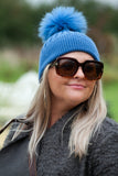 Hat Mia Angora Ribbed Fur PomPom Hat - HT01 - Vera Tucci OriginalsAccessories
