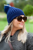 Hat Mia Angora Ribbed Fur PomPom Hat - HT01 - Vera Tucci OriginalsAccessories
