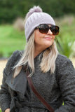 Hat Mia Angora Ribbed Fur PomPom Hat - HT01 - Vera Tucci OriginalsAccessories
