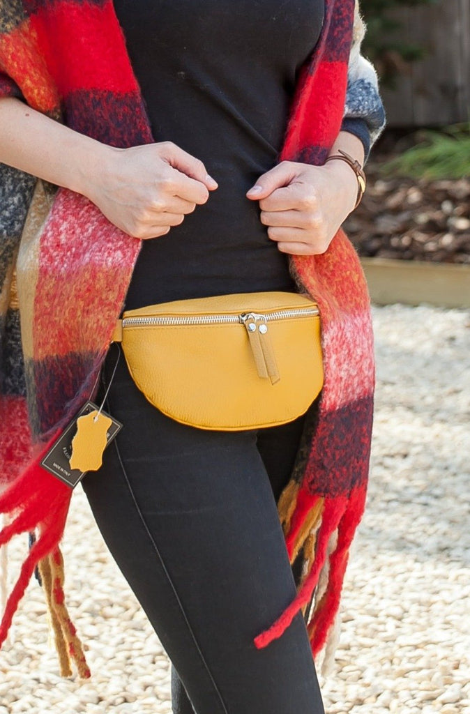 Leather / Suede Bag MARIELLA - Leather Bum Bag - STYLE 005 NEW COLS FOR SPRING - Vera Tucci OriginalsBags MUSTARD