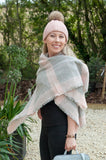 Scarves Diane Large Checked Wrap Scarf - SC2010 - Vera Tucci OriginalsAccessories GRY/PINK