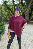 Poncho ANABELLE - Womens Cashmere Mix Poncho One Size - Vera Tucci OriginalsAccessories BURGUNDY SOLD OUT