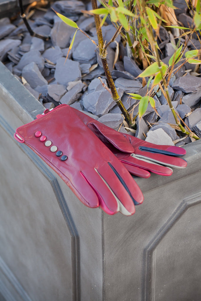 Gloves TIFFANY G01 Leather Multi Button Glove - Vera Tucci OriginalsAccessories BURGUNDY / SMALL
