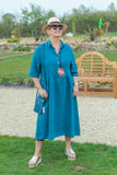 Linen SOVANA - 2278/p ITALIAN LINEN DRESS *PREMIUM* - Vera Tucci OriginalsItalian Clothing 1 / TEAL