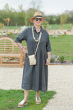 Linen SOVANA - 2278/p ITALIAN LINEN DRESS *PREMIUM* - Vera Tucci OriginalsItalian Clothing 1 / DARK GREY