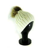 Hat Matilda Acrylic Ribbed Pom Pom Hat - Vera Tucci OriginalsAccessories White