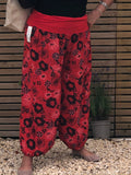 Trousers CORDOBA Harlem Pants Floral Patterned Viscose Trousers - Vera Tucci OriginalsLondon Clothing RED