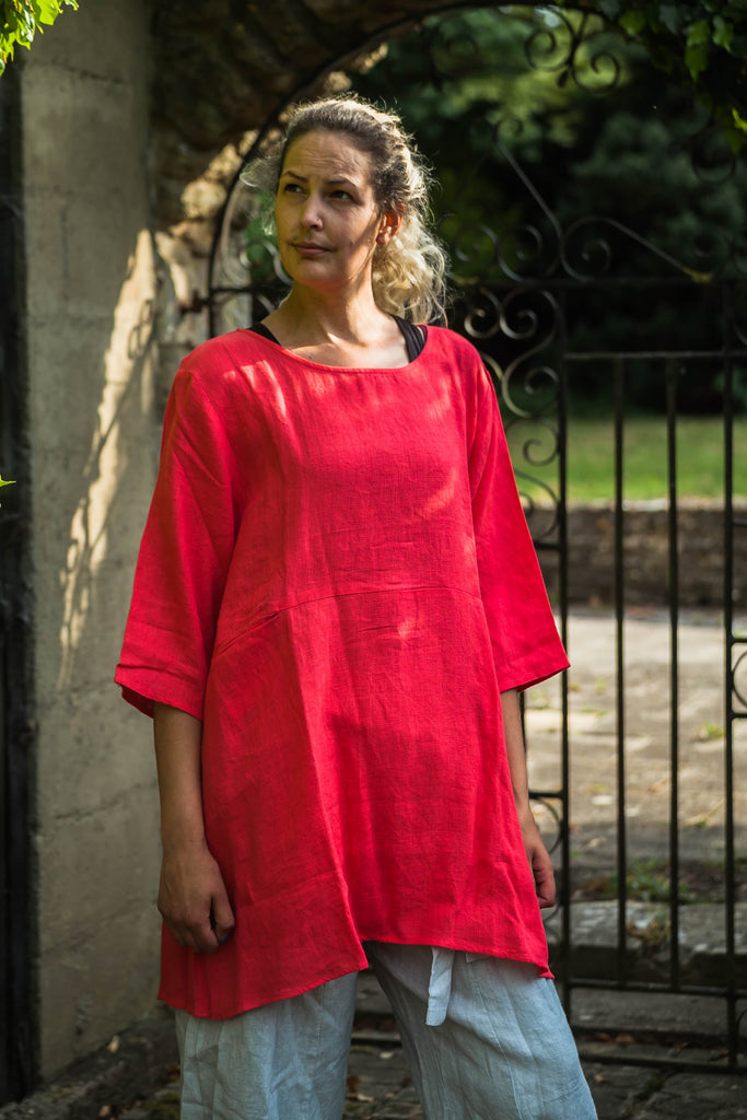 Linen ROME LIGHT WEIGHT LINEN ONE SIZE - Vera Tucci OriginalsItalian Clothing RED