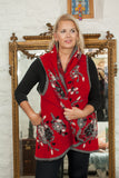 Winter Sale LIZ - BW08 2 PATTERNS - 5 cols - ITALIAN BOILED WOOL HOODED GILET - Vera Tucci OriginalsBoiled Wool Clothing RED (SOLD OUT) / FLORAL