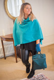 Poncho KATH - Italian Boiled Wool Poncho - Vera Tucci OriginalsBoiled Wool Clothing TURQUOISE