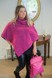 Poncho KATH - Italian Boiled Wool Poncho - Vera Tucci OriginalsBoiled Wool Clothing FUSCHIA