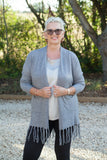 Knitwear VOLTERRA - KNITWEAR CARDIGAN WITH TASSEL FRINGE AND POCKETS SA9262 - Vera Tucci OriginalsItalian Clothing MID GREY