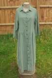 Pin Cord ABIGAILLE- 12002 ITALIAN PIN CORD DRESS WITH FULL BUTTON FRONT - Vera Tucci OriginalsItalian Clothing 0 / SAGE GREEN