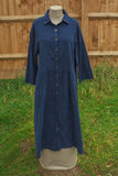 Pin Cord ABIGAILLE- 12002 ITALIAN PIN CORD DRESS WITH FULL BUTTON FRONT - Vera Tucci OriginalsItalian Clothing 0 / NAVY