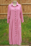 Pin Cord ABIGAILLE- 12002 ITALIAN PIN CORD DRESS WITH FULL BUTTON FRONT - Vera Tucci OriginalsItalian Clothing 0 / ONION