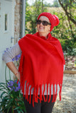 Scarves THICK PLAIN TASSEL SCARF CLRMD202103-35 10 COLS - Vera Tucci OriginalsAccessories 5 RED