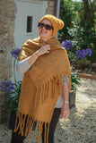 Scarves THICK PLAIN TASSEL SCARF CLRMD202103-35 10 COLS - Vera Tucci OriginalsAccessories 6 MUSTARD