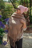 Scarves THICK PLAIN TASSEL SCARF CLRMD202103-35 10 COLS - Vera Tucci OriginalsAccessories 7 TAUPE