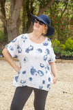MINA - ITALIAN COTTON PATTERNED TOP WITH BACK DETAIL KD166