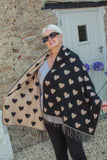 Scarves HEARTS PATTERN SCARF CLRMD202103-33 6 COLS - Vera Tucci OriginalsAccessories 1 BLACK/TAN