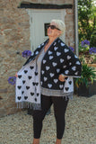 Scarves HEARTS PATTERN SCARF CLRMD202103-33 6 COLS - Vera Tucci OriginalsAccessories 3 BLACK/WHITE
