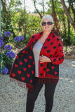 Scarves HEARTS PATTERN SCARF CLRMD202103-33 6 COLS - Vera Tucci OriginalsAccessories 5 BLACK/RED