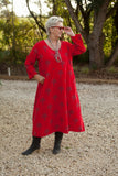 Pin Cord TREVISO Tree Print 12004 Italian Pin Cord Dress - Vera Tucci OriginalsItalian Clothing 0 / RED