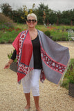 Scarves MARCI -LARGE ANIMAL PRINT PATTERN WRAP WITH TASSELS RMD202106-15 5 COLS - Vera Tucci OriginalsAccessories 4 RED