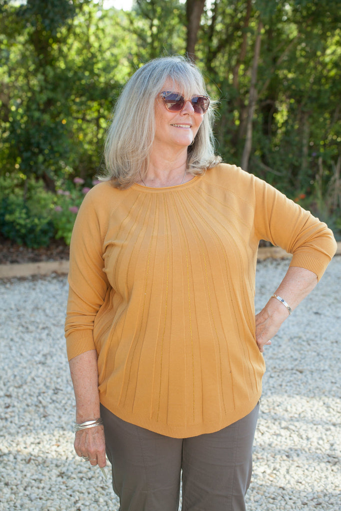Knitwear SAN GINESIO - SPARKLY DESIGN CREW NECK JUMPER SA5972 - Vera Tucci OriginalsItalian Clothing YELLOW