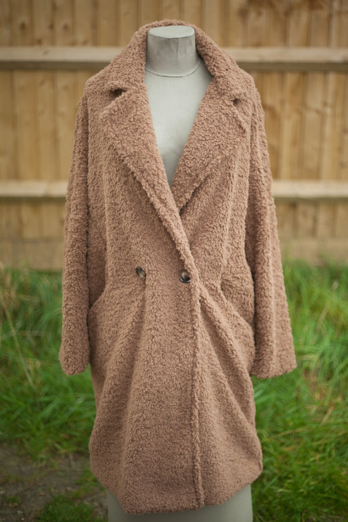 Knitwear EDWINA - ITALIAN TEDDY BEAR COAT SUPER SOFT AND COSY 7S585 - Vera Tucci OriginalsItalian Clothing TAUPE