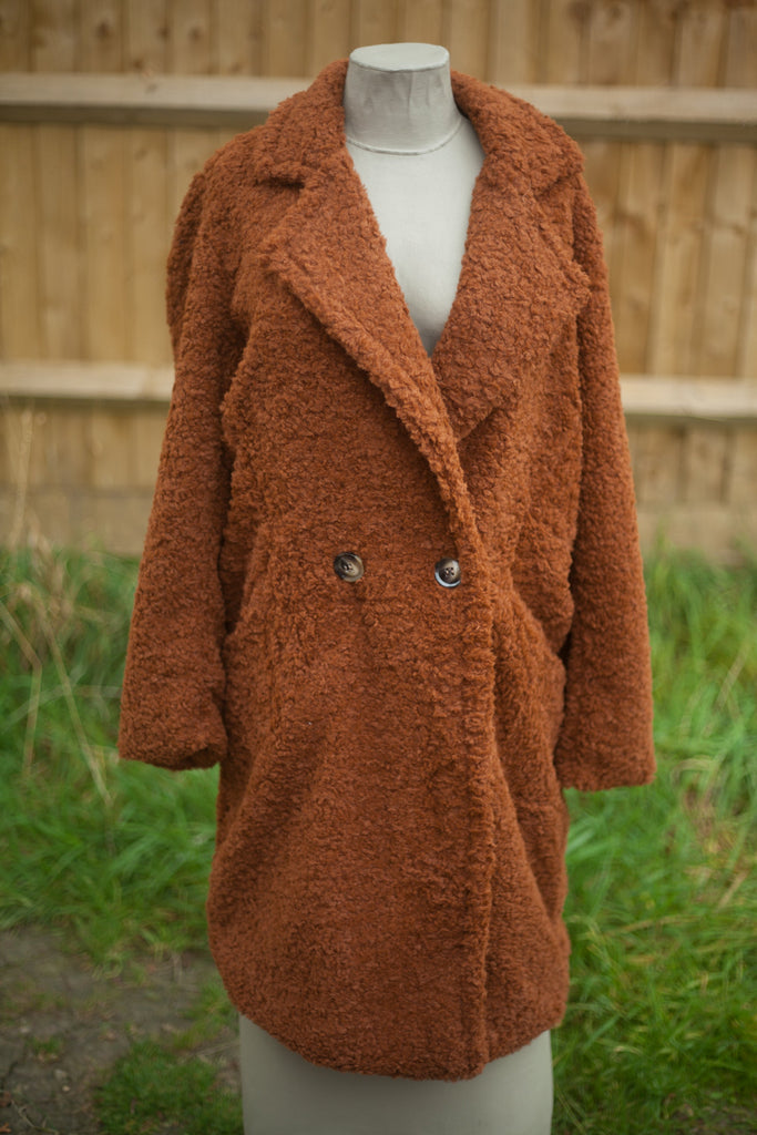 Knitwear EDWINA - ITALIAN TEDDY BEAR COAT SUPER SOFT AND COSY 7S585 - Vera Tucci OriginalsItalian Clothing TAN