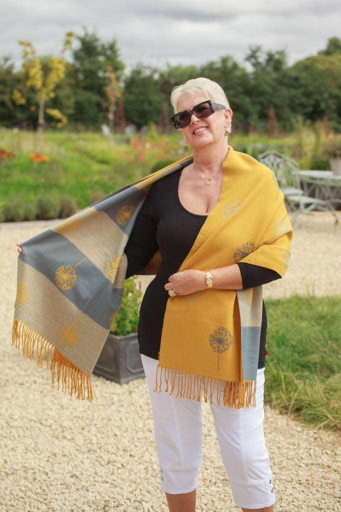 Scarves POPPY - SEED HEAD PATTERN SCARF RMD202106-16 10 COLS - Vera Tucci OriginalsAccessories 2 YELLOW