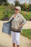 Scarves HONEY - BEE DESIGN SCARF RMD202106-11 9 COLS - Vera Tucci OriginalsAccessories 9 DENIM/CREAM