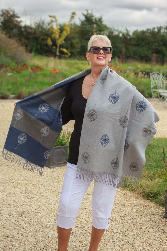 Scarves POPPY - SEED HEAD PATTERN SCARF RMD202106-16 10 COLS - Vera Tucci OriginalsAccessories 3 GREY