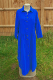 Pin Cord ABIGAILLE- 12002 ITALIAN PIN CORD DRESS WITH FULL BUTTON FRONT - Vera Tucci OriginalsItalian Clothing 0 / ROYAL BLUE