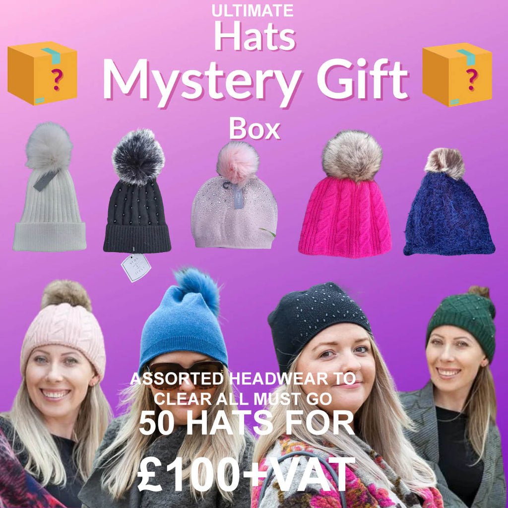 OFFER ENDED 50 ASSORTED POM POM HATS FOR £100 CLEARANCE BUNDLE - ALL MUST CLEAR - STOCK UP FOR JANUARY SALES