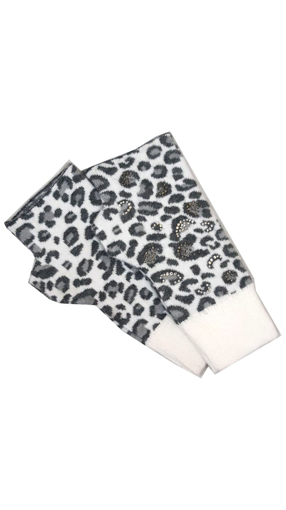 Gloves SIRI (Glove) Sparkly Leopard Glove (has matching hat) RMD1905169 - Vera Tucci OriginalsAccessories WHITE