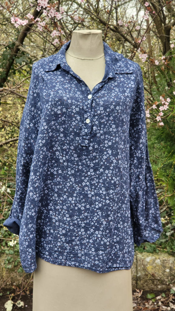 DAISY FLORAL PRINT-  ITALIAN COTTON TOP ONE SIZE KD179