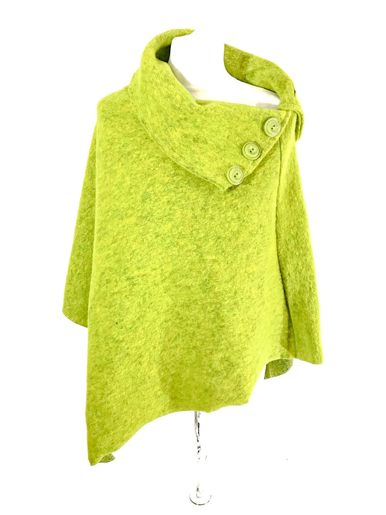 Poncho KATH - Italian Boiled Wool Poncho - Vera Tucci OriginalsBoiled Wool Clothing LIME GREEN