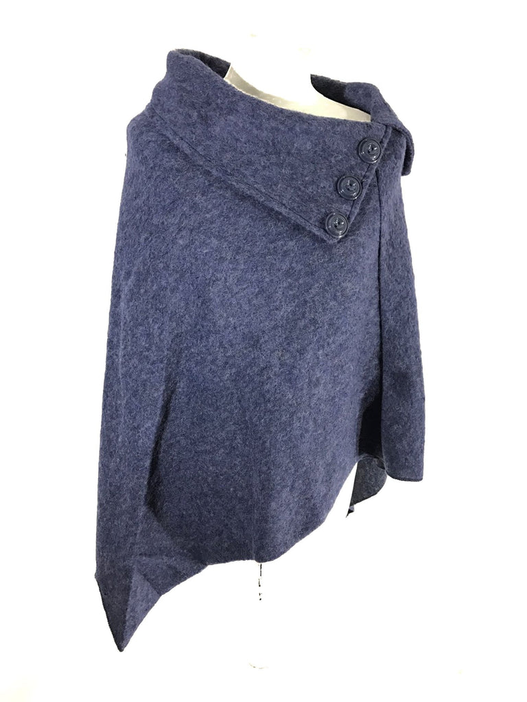 Poncho KATH - Italian Boiled Wool Poncho - Vera Tucci OriginalsBoiled Wool Clothing DARK DENIM